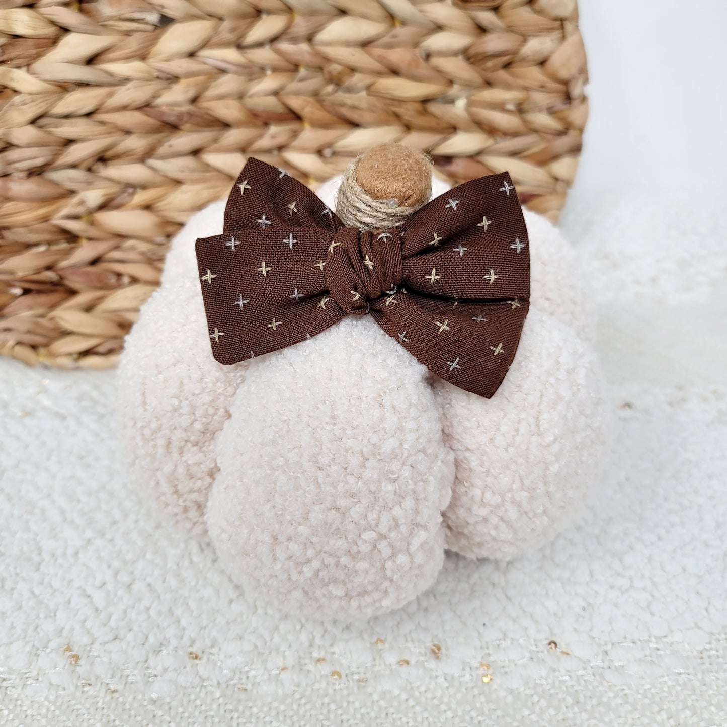 Rustic Brown Stitched Hair Bow