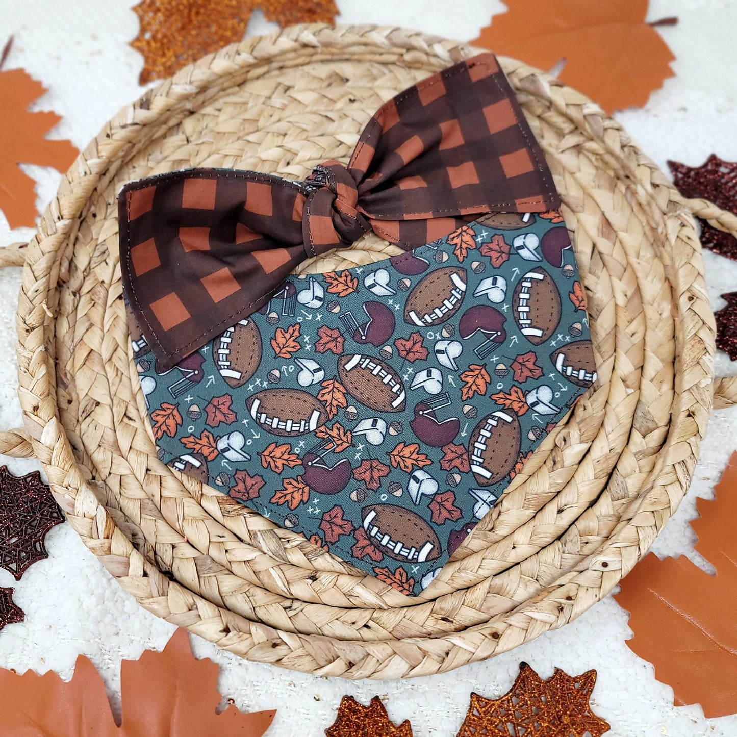 Brown Gingham Plaid Matching Hair Bow