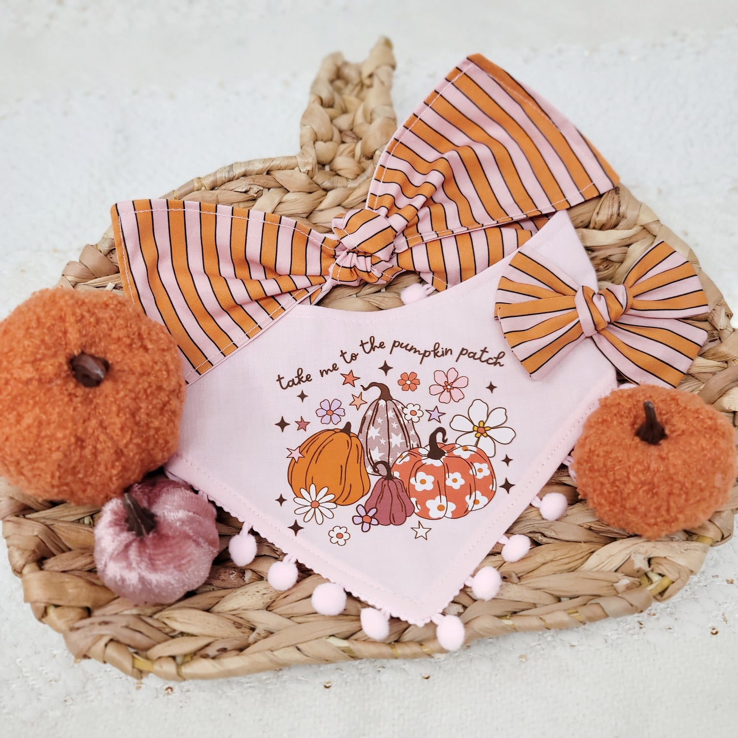 Take Me to The Pumpkin Patch Dog Bandana With or Without Trim