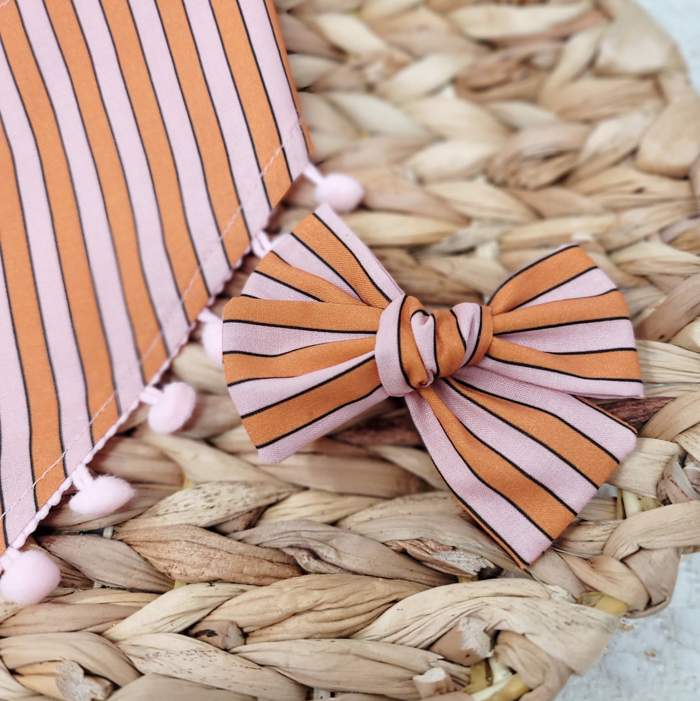 Orange and Pink Stripe Hair Bow
