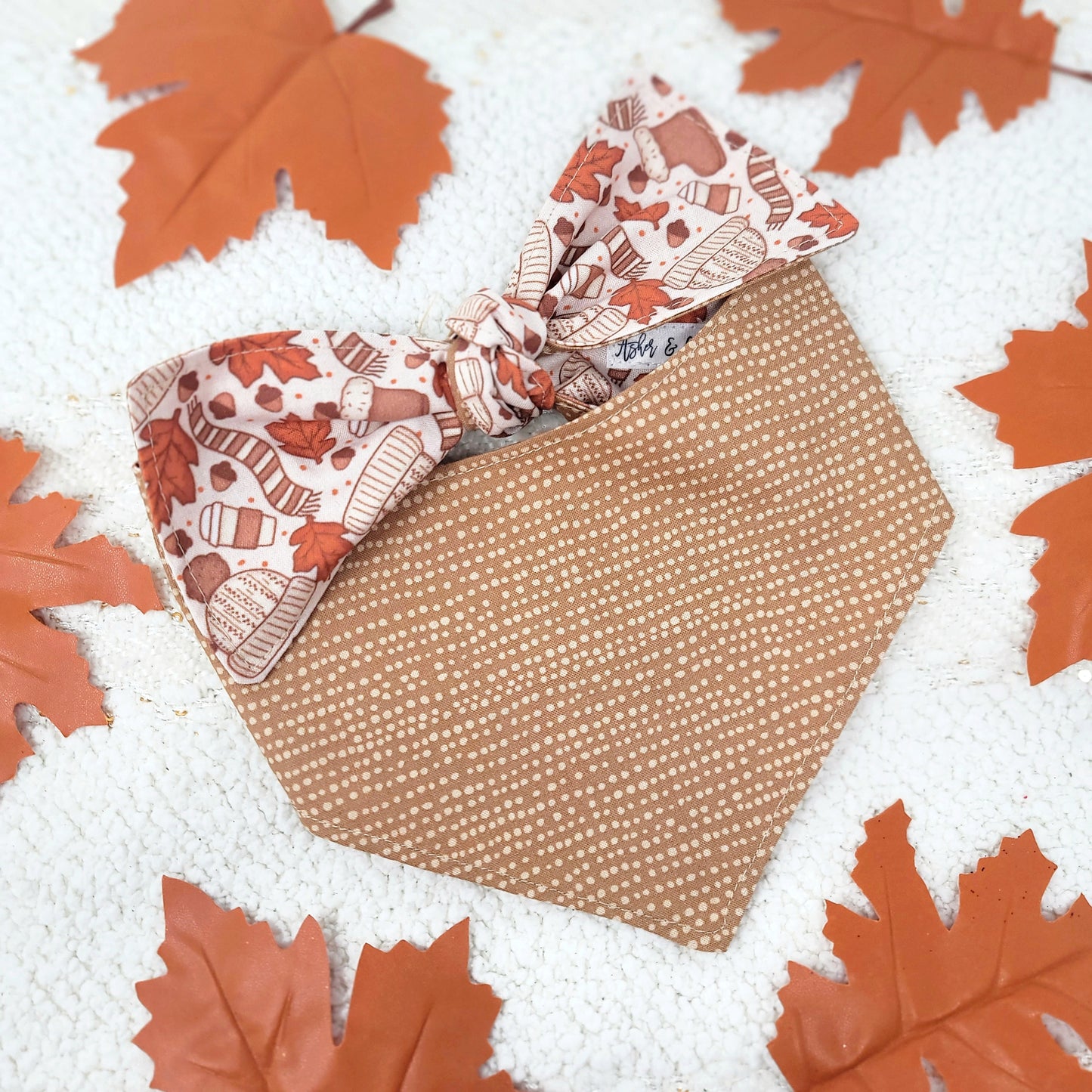 Cozy Autumn Things Dog Bandana With or Without Trim
