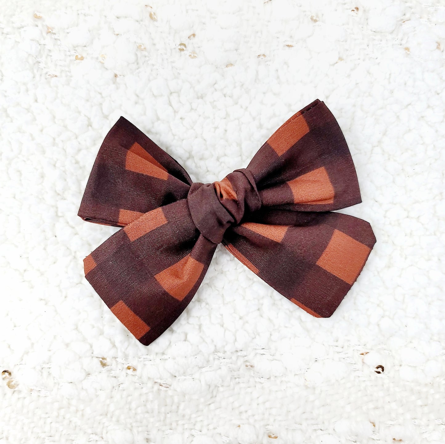 Brown Gingham Plaid Matching Hair Bow