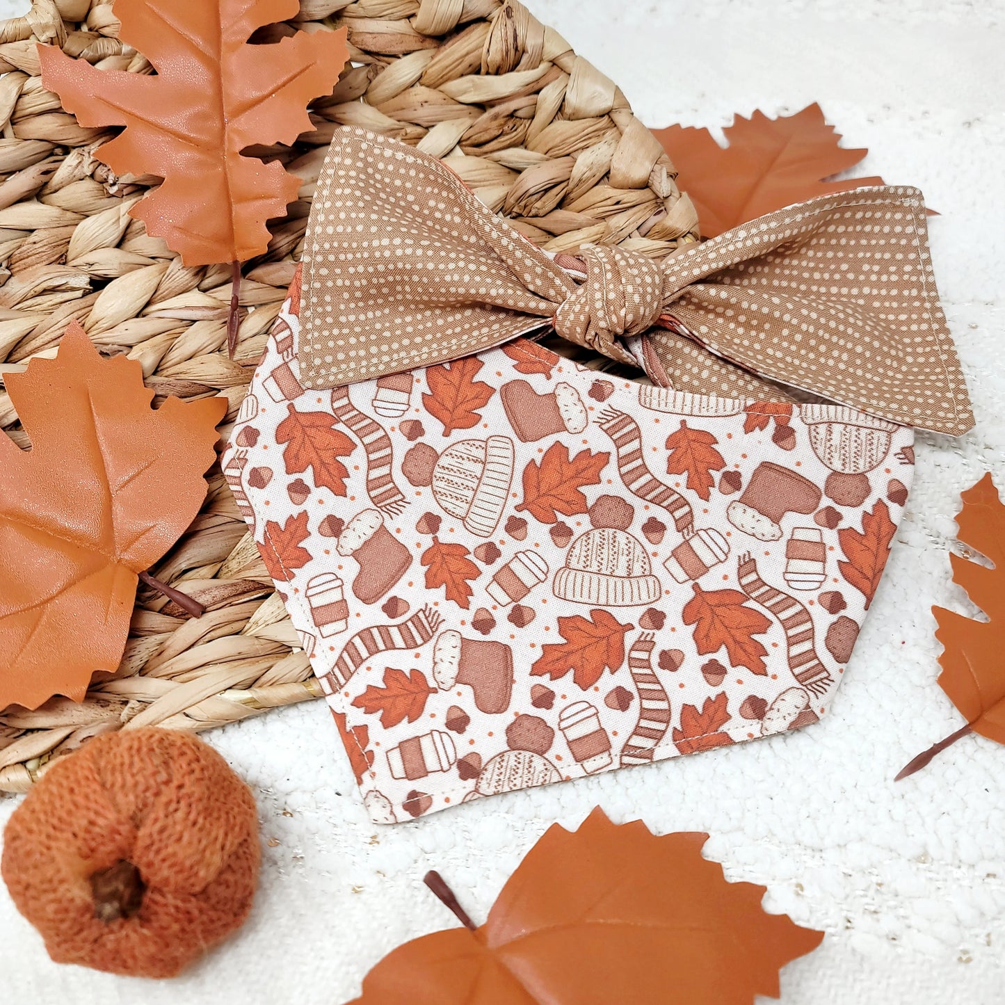 Cozy Autumn Things Dog Bandana With or Without Trim