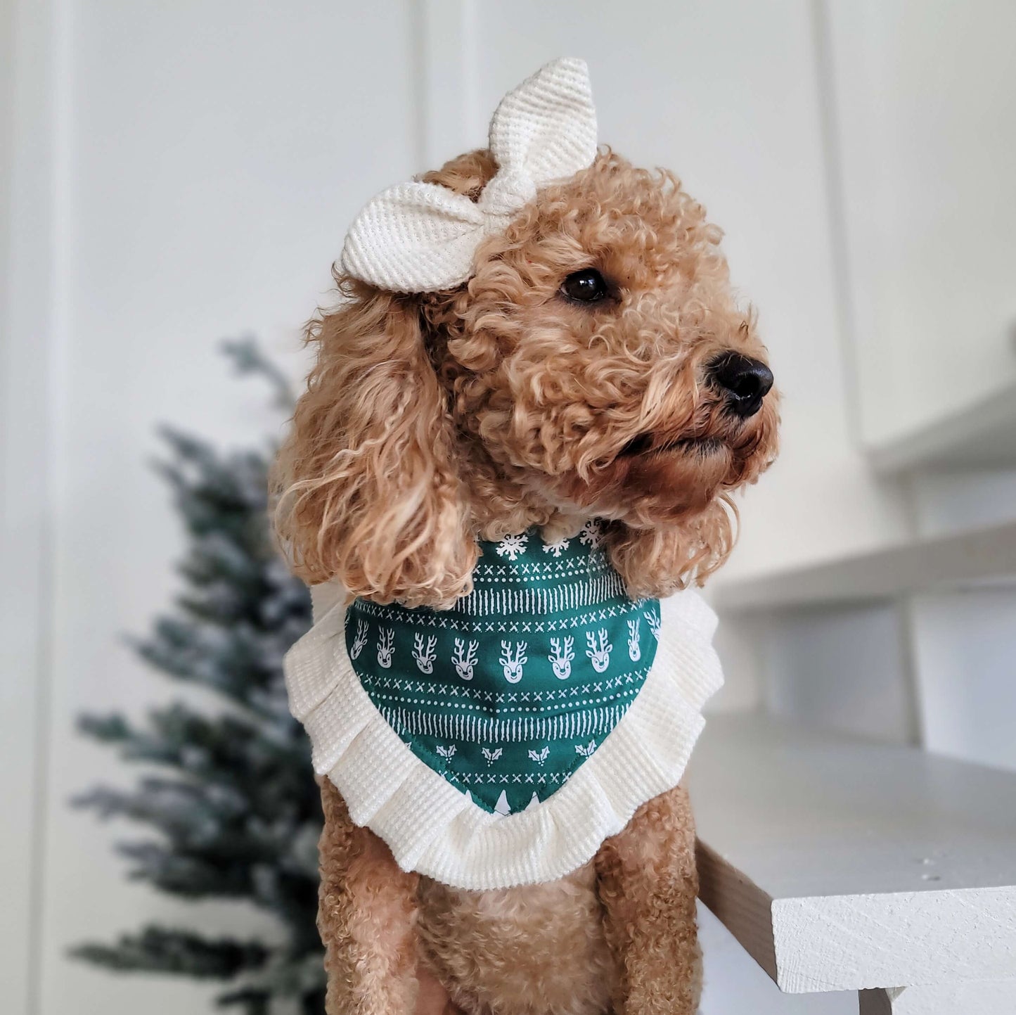 White Waffle Knit Knot Style Hair Bow