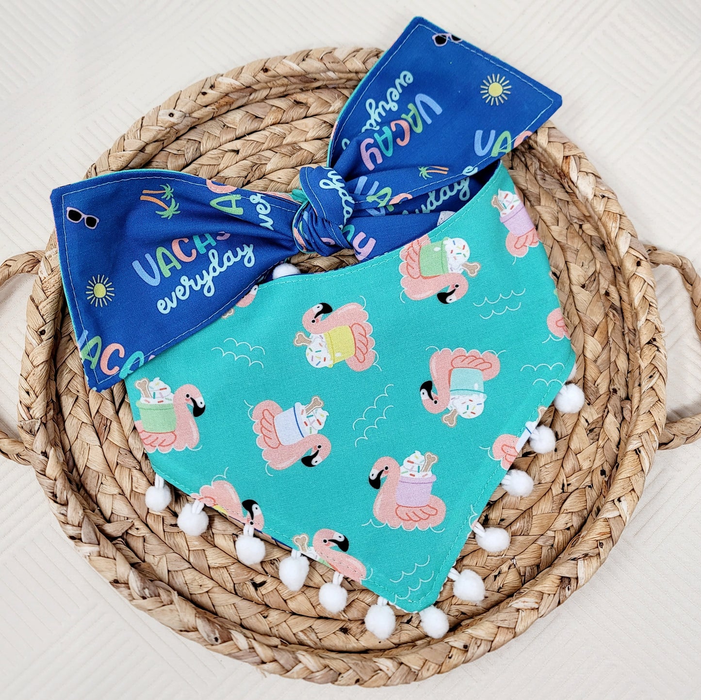 Vacay Everyday Dog Bandana With or Without Pom Pom Trim