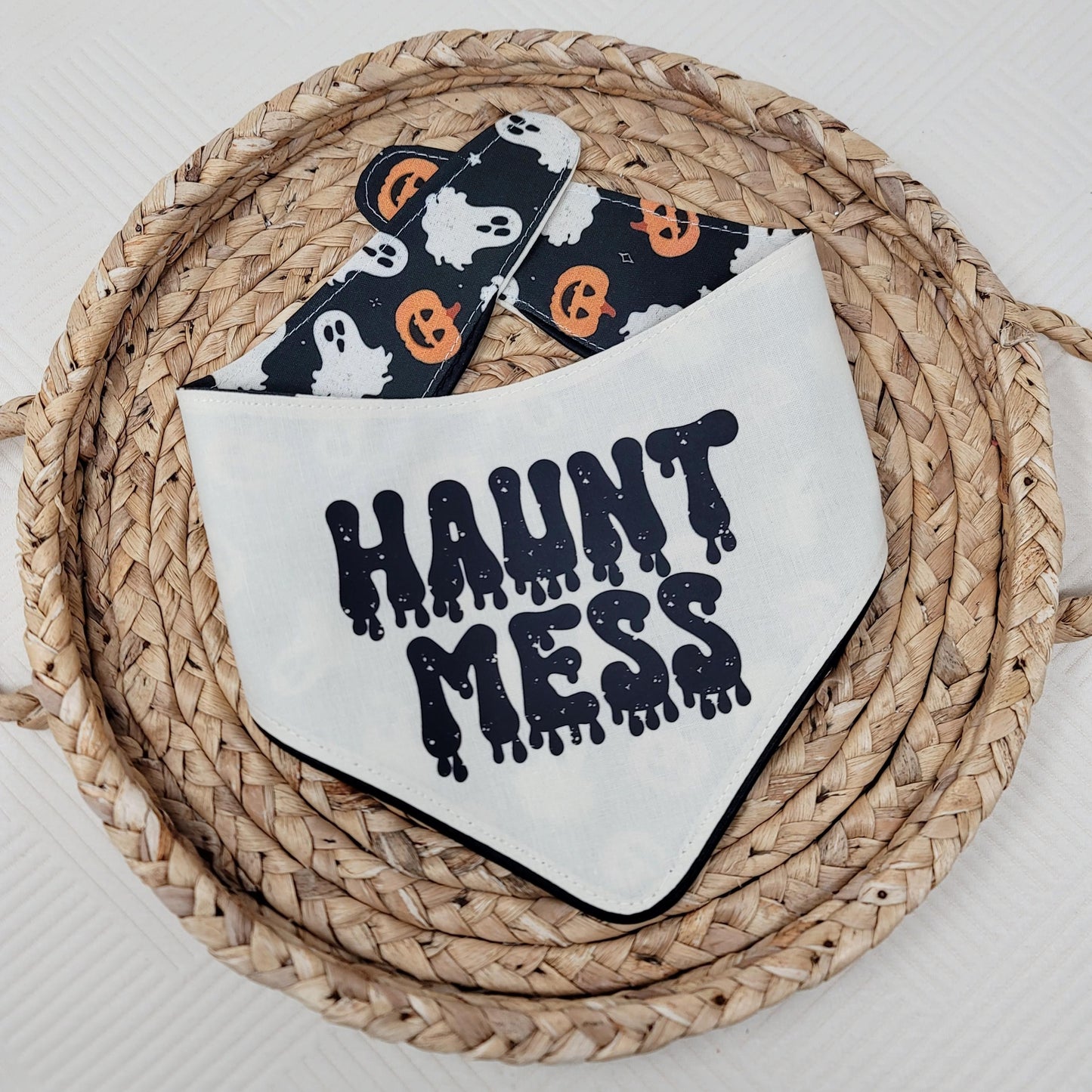 Haunt Mess Halloween Dog Bandana With or Without Ruffle Trim