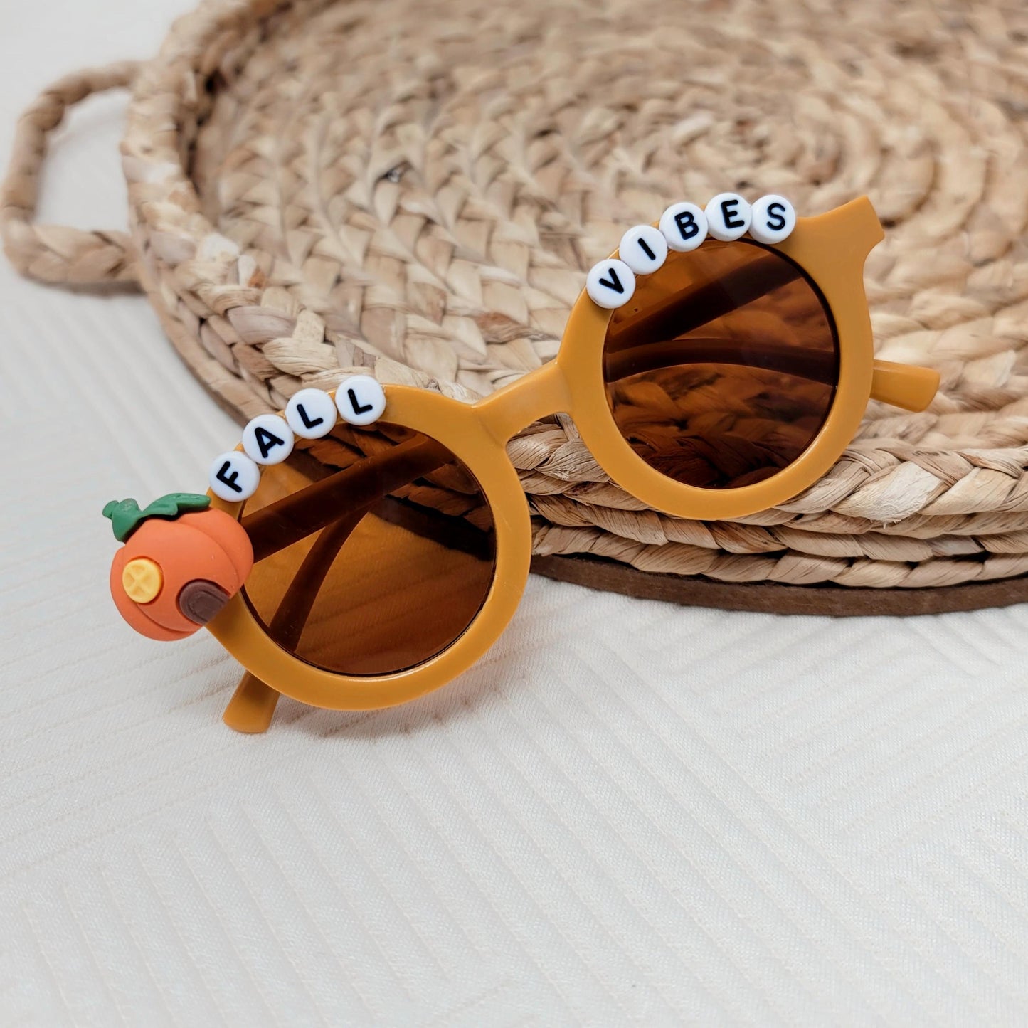 Gold Fall Vibes Beaded Sunglasses