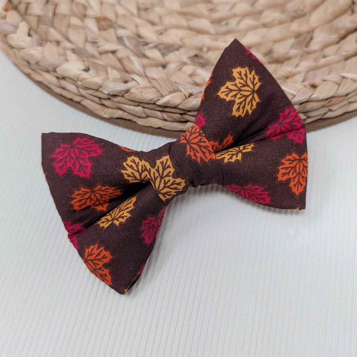 Brown Fall Leaf Dog Bow Tie