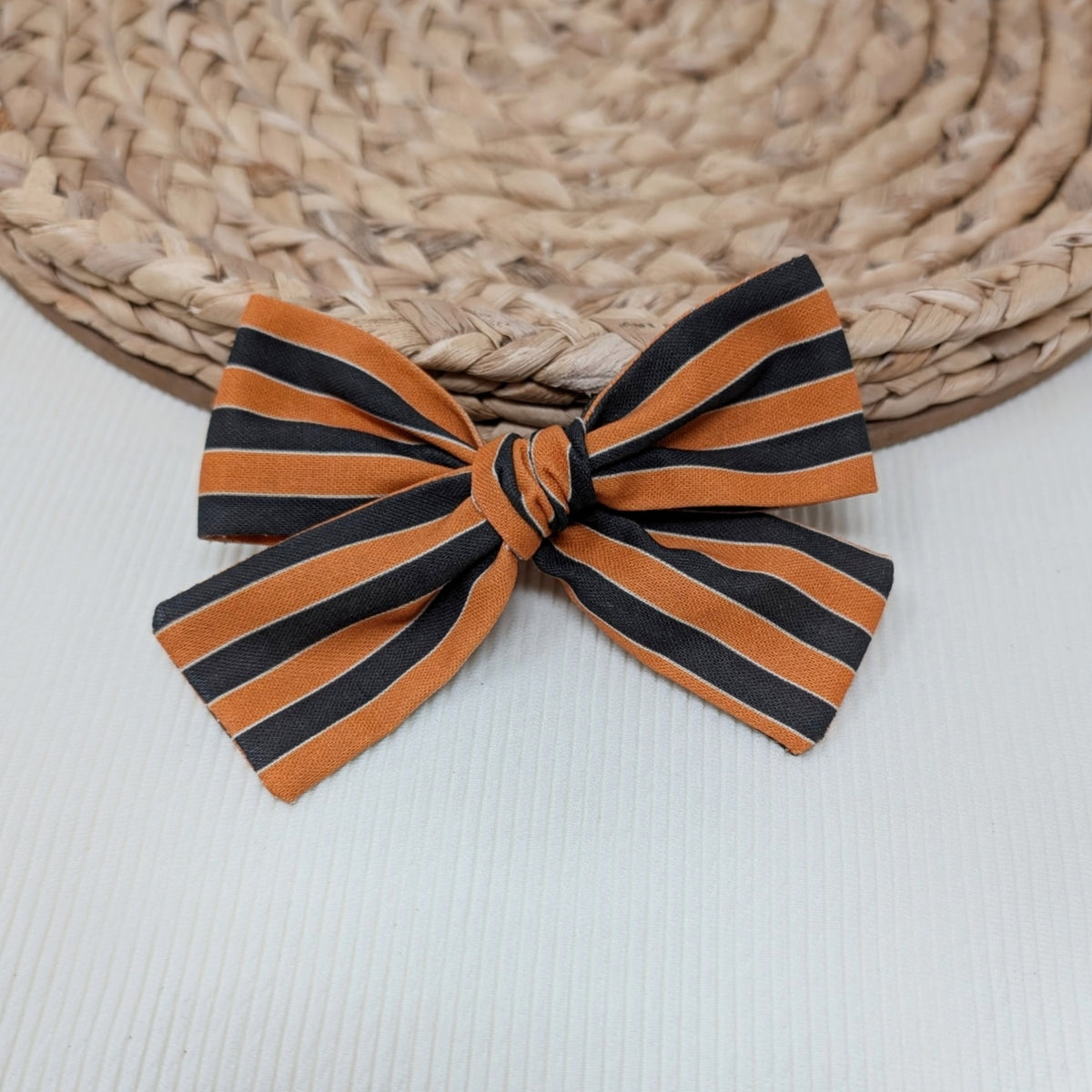 Orange and Black Stripe Hair Bow