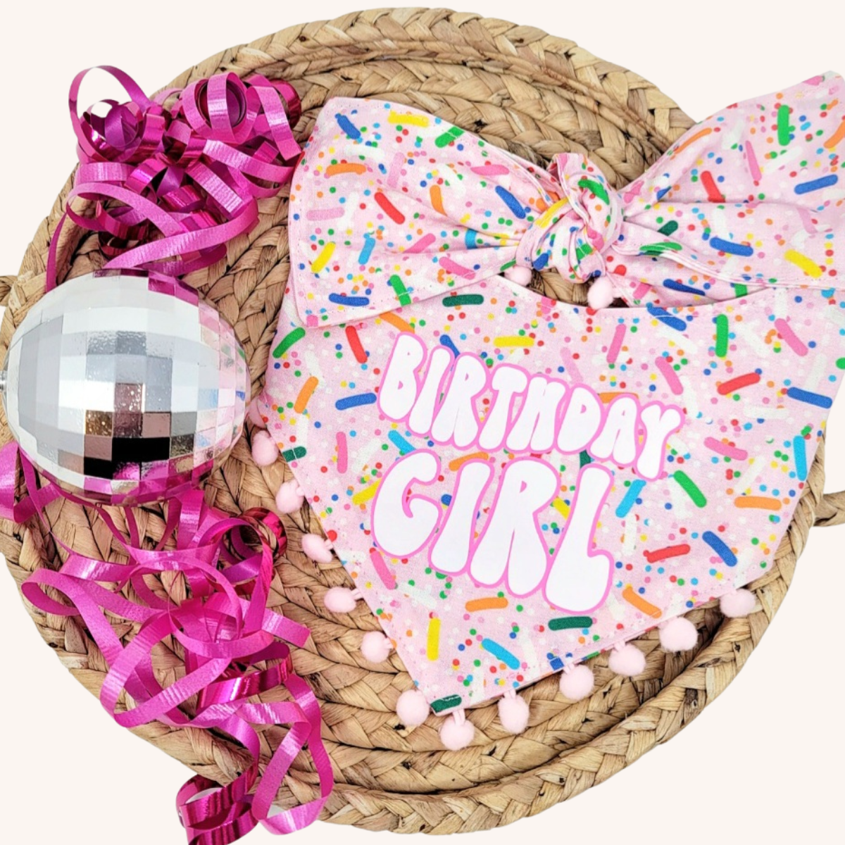 Pink Sprinkle Birthday/Gotcha Day Dog Bandana