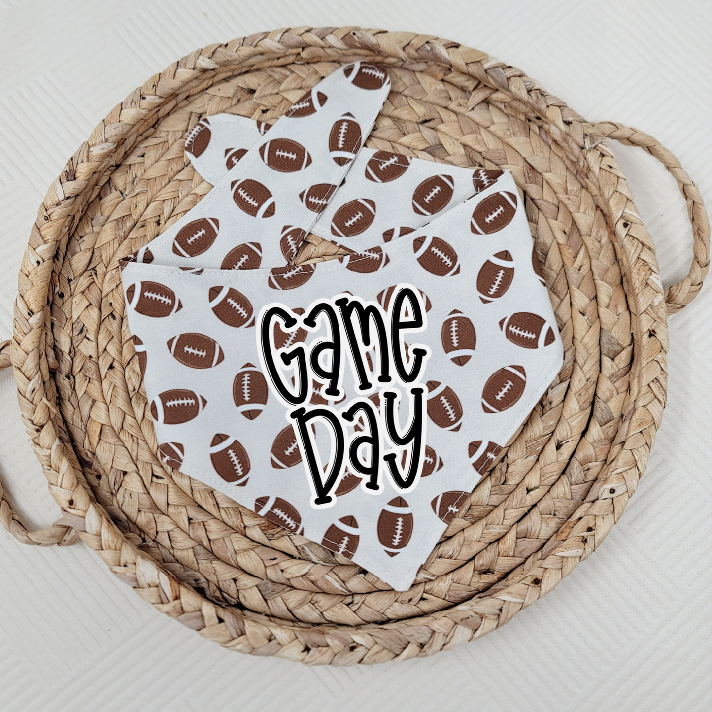Neutral Game Day Football Dog Bandana With or Without Pom Pom Trim