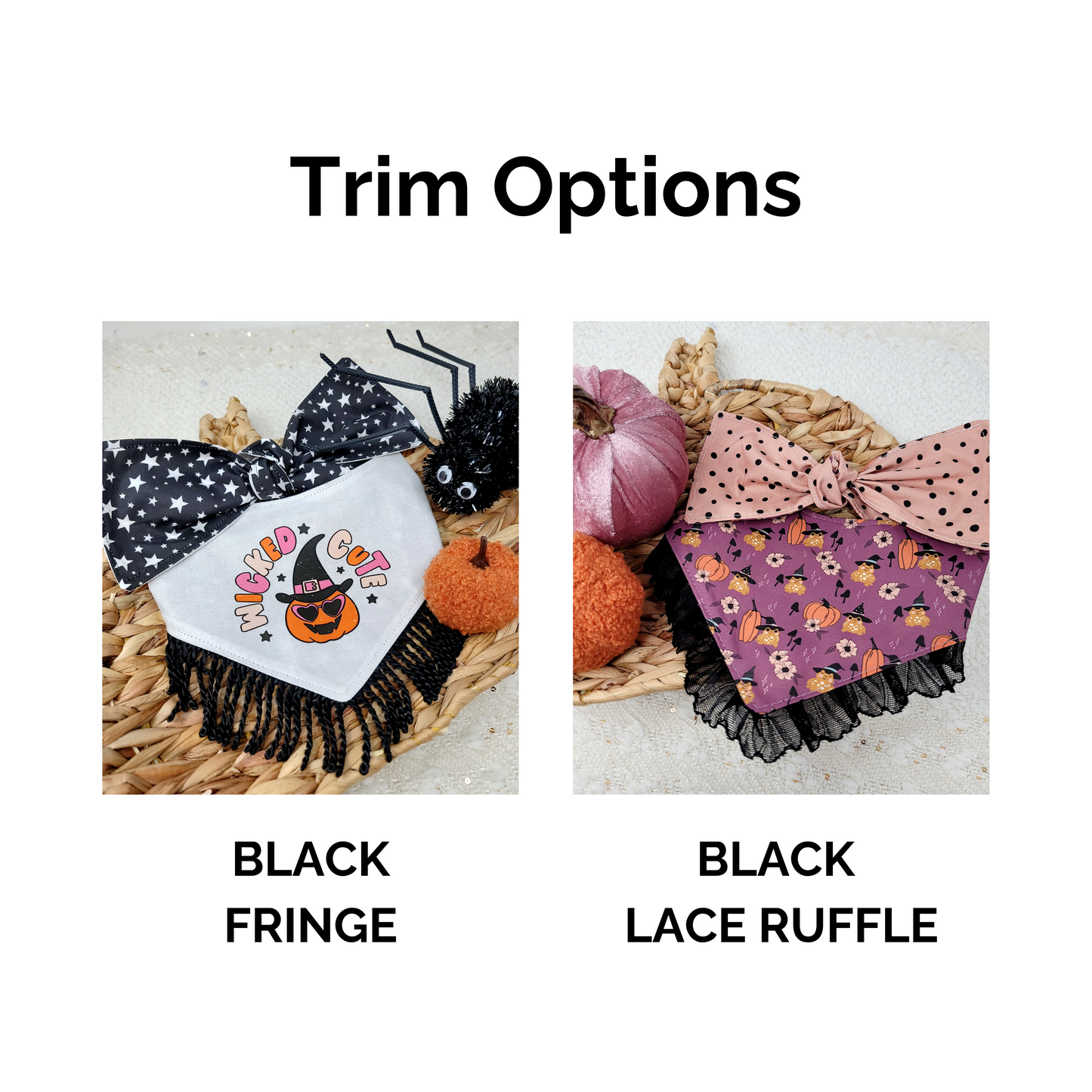 Let's Go Ghouls Reversible Dog Bandana With or Without Trim