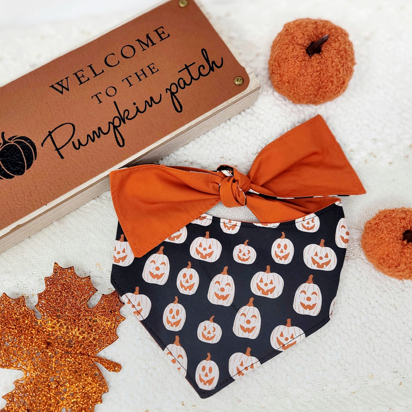 Cute Jack-o-lanterns Reversible Dog Bandana With or Without Trim