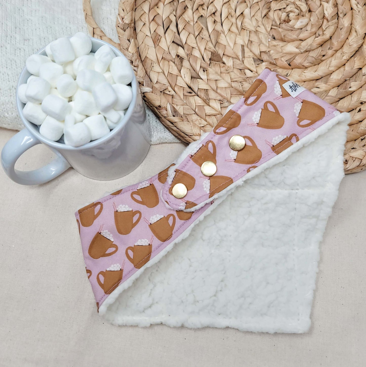 Hot Cocoa and Sherpa Snap On Dog Bandana