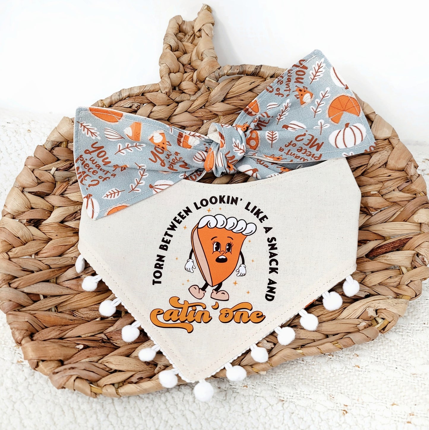 Pumpkin Pie Reversible Dog Bandana With or Without Trim