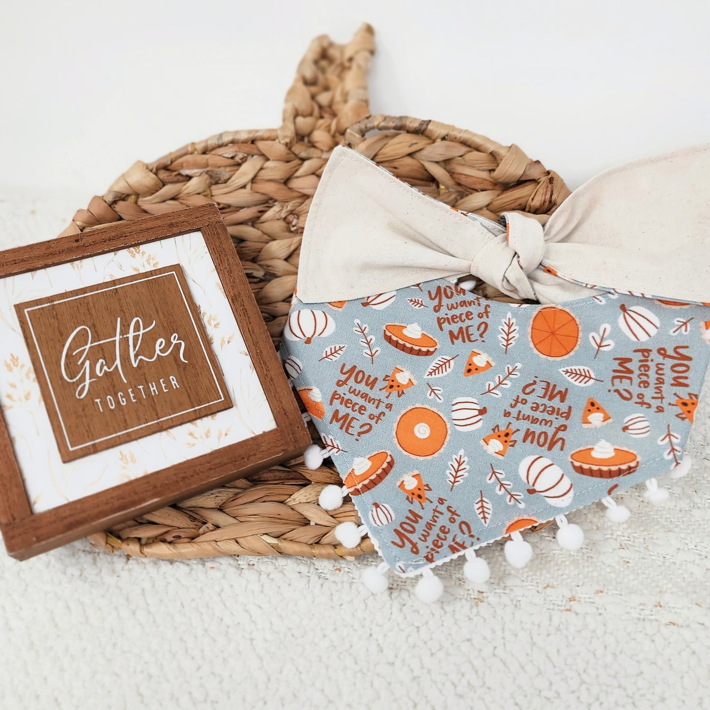 Pumpkin Pie Reversible Dog Bandana With or Without Trim