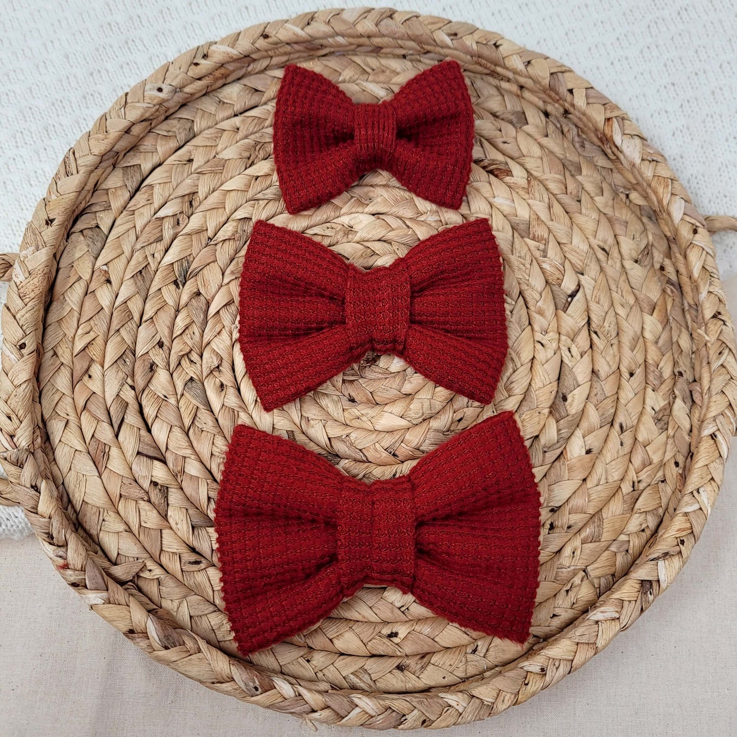 Red Waffle Knit Bow Tie