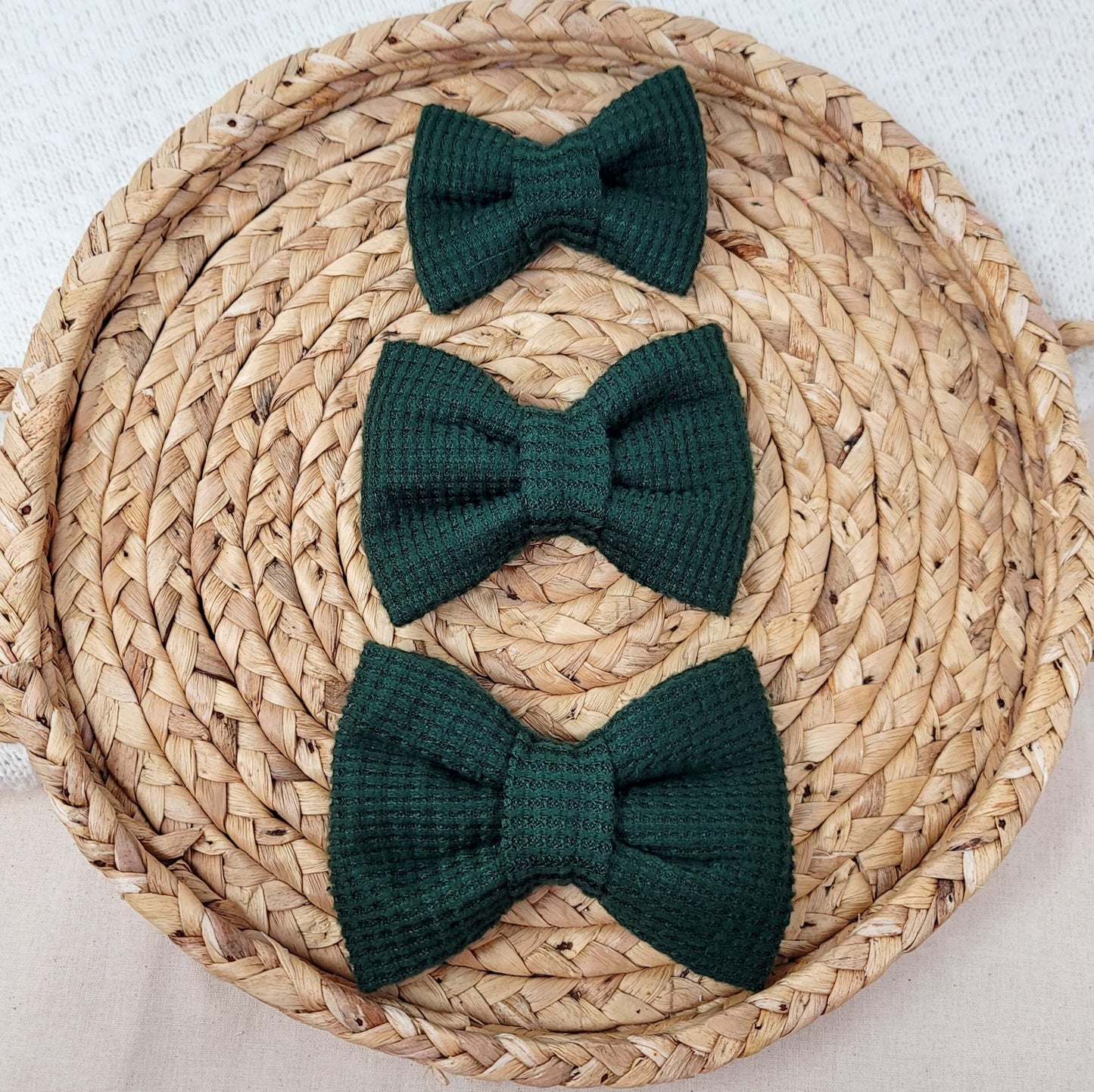 Green Waffle Knit Bow Tie