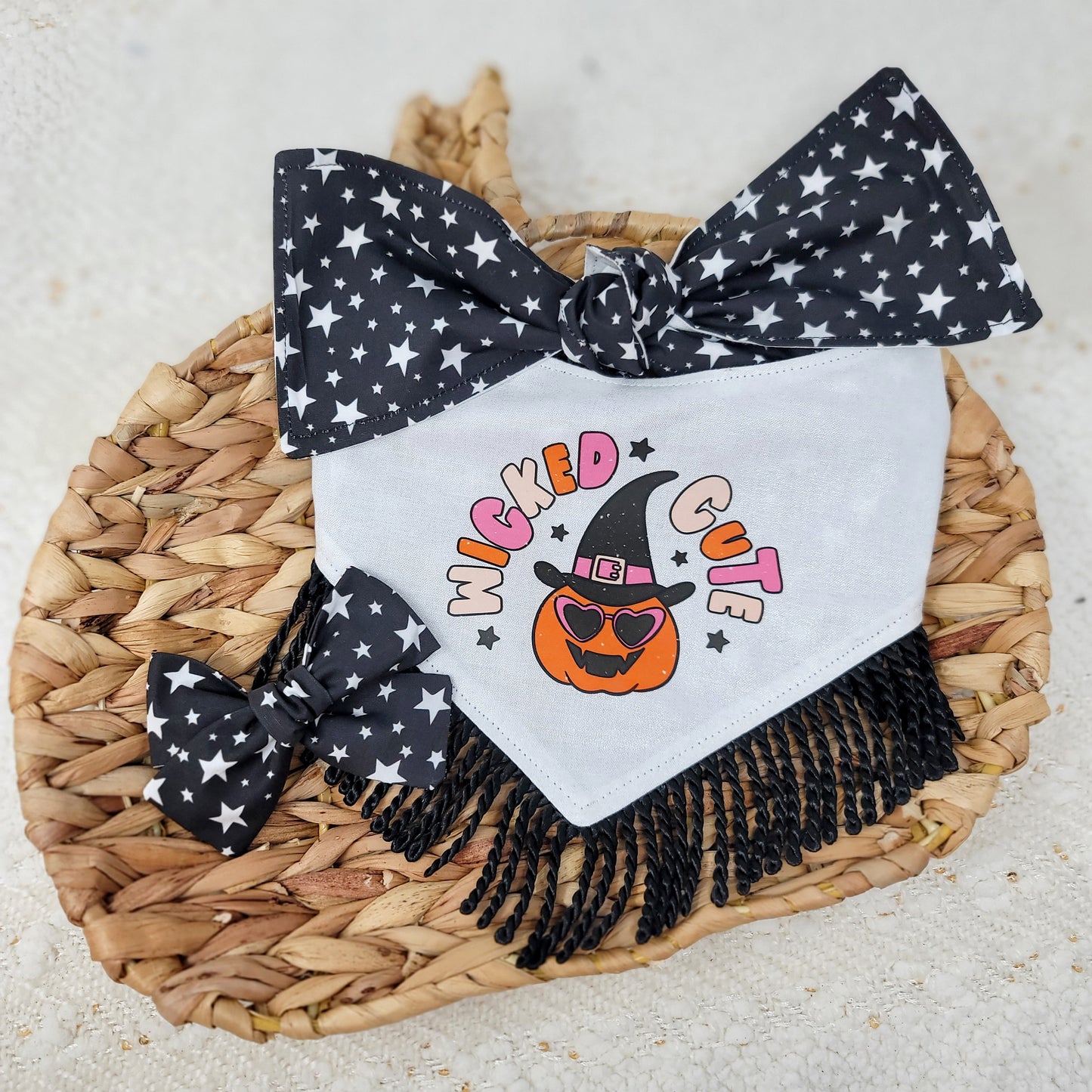 Wicked Cute Reversible Dog Bandana With or Without Trim