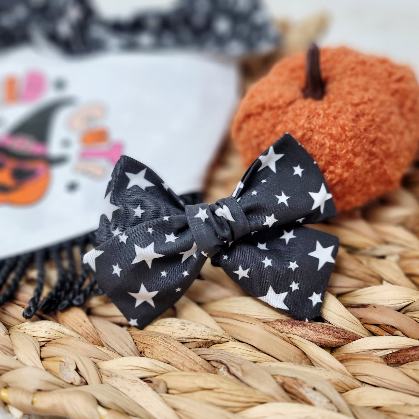 Black and White Star Hair Bow