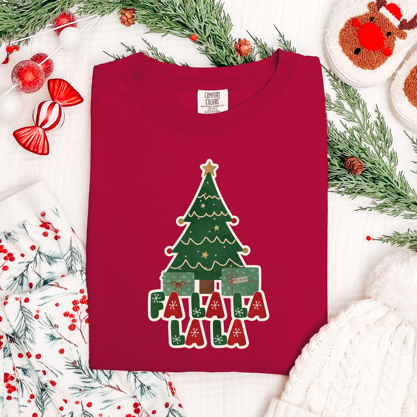 Fa La La Christmas Tree Comfort Colors Graphic Tee