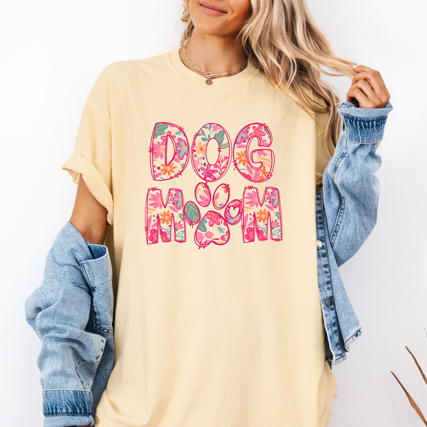Floral Dog Mom Comfort Colors Graphic Tee