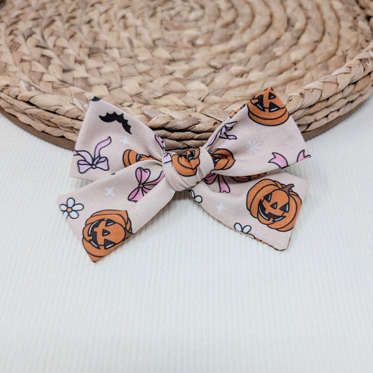 Girly Jack-O-Lantern Hair Bow