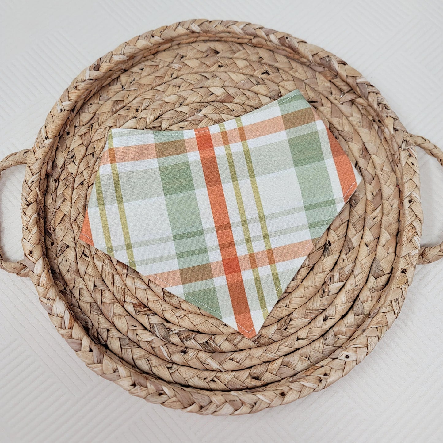 Green and Brown Fall Plaid Dog Bandana With or Without Ruffle Trim