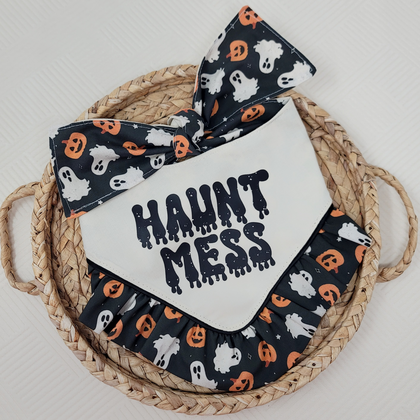 Haunt Mess Halloween Dog Bandana With or Without Ruffle Trim