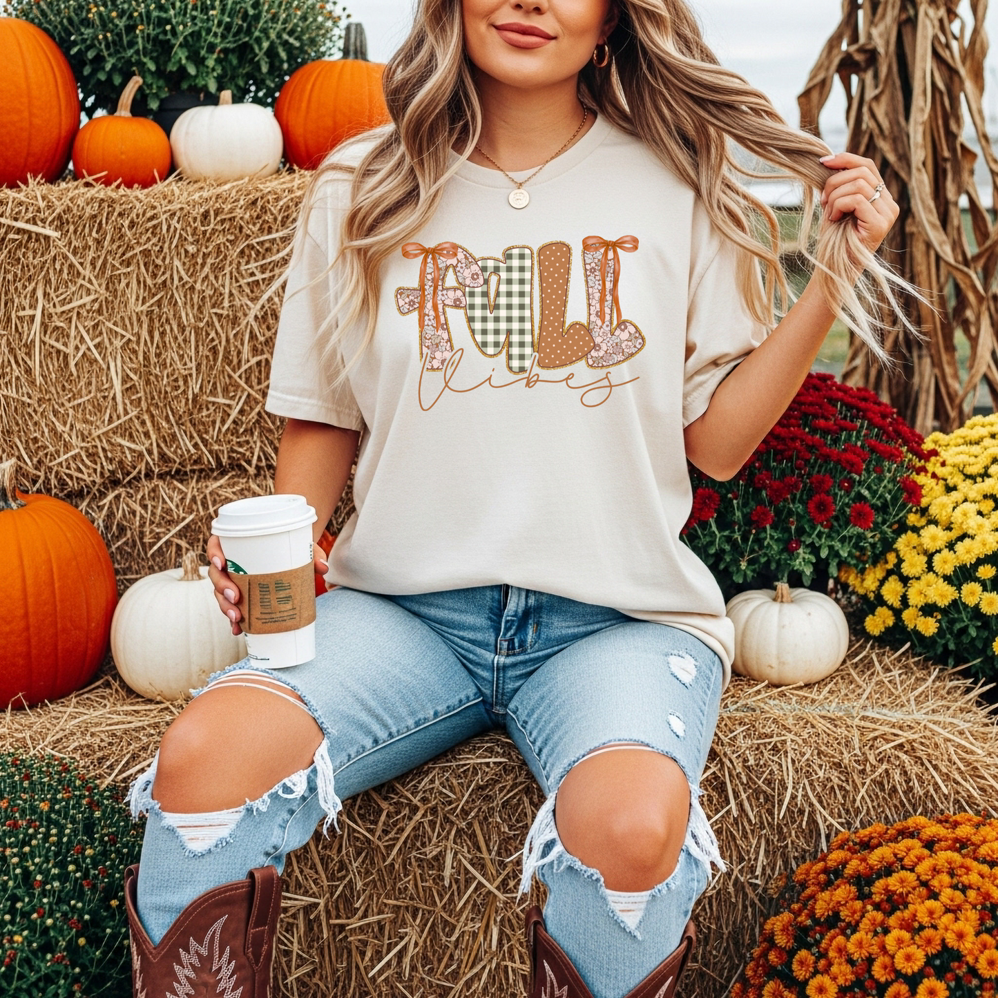 Preppy Fall Vibes Comfort Colors Graphic Tee