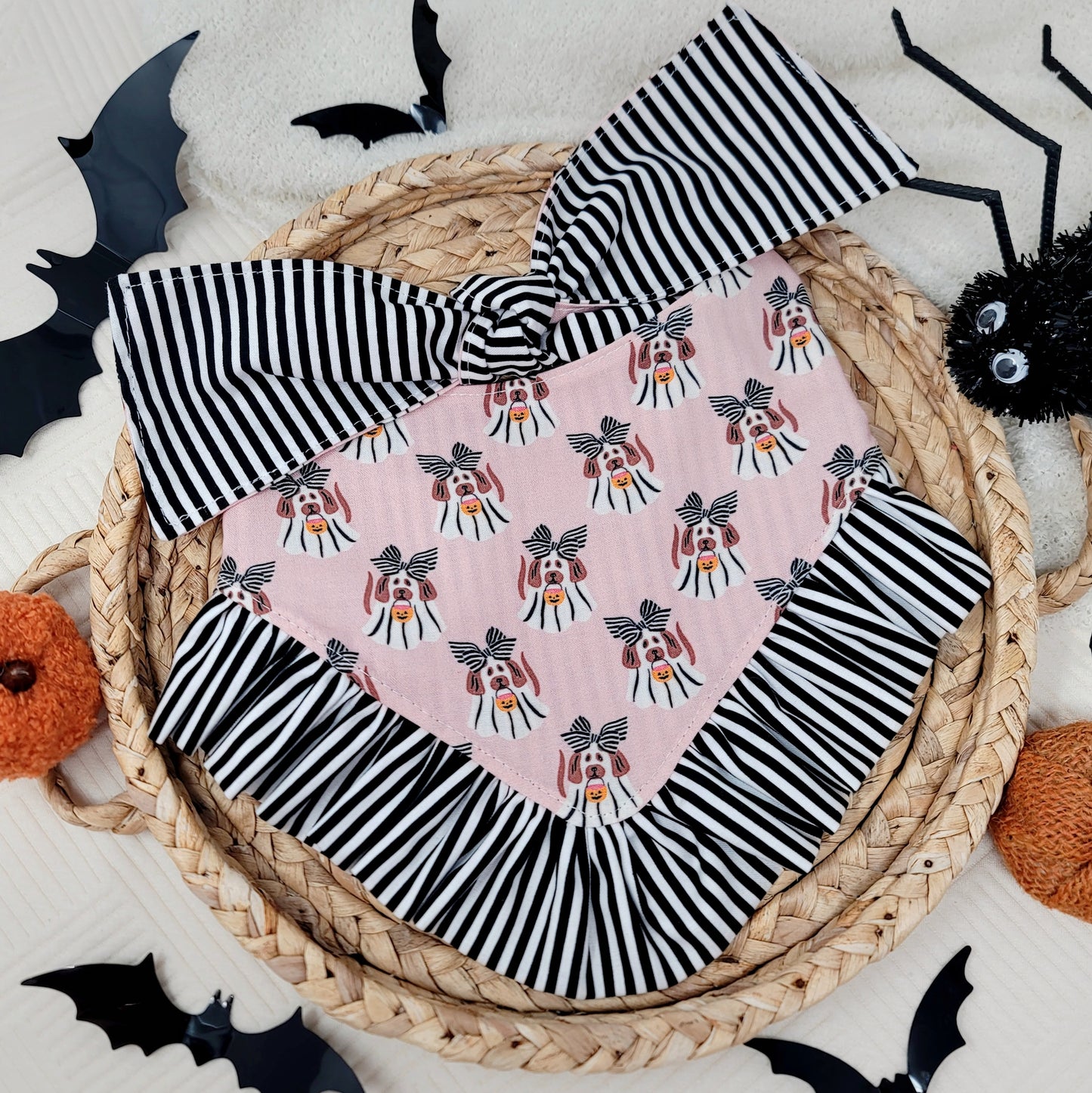 Ghost Dogs Halloween Dog Bandana With or Without Ruffle Trim