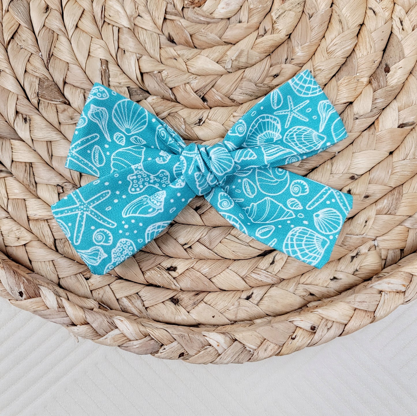 Teal Seashell Sailor Hair Bow