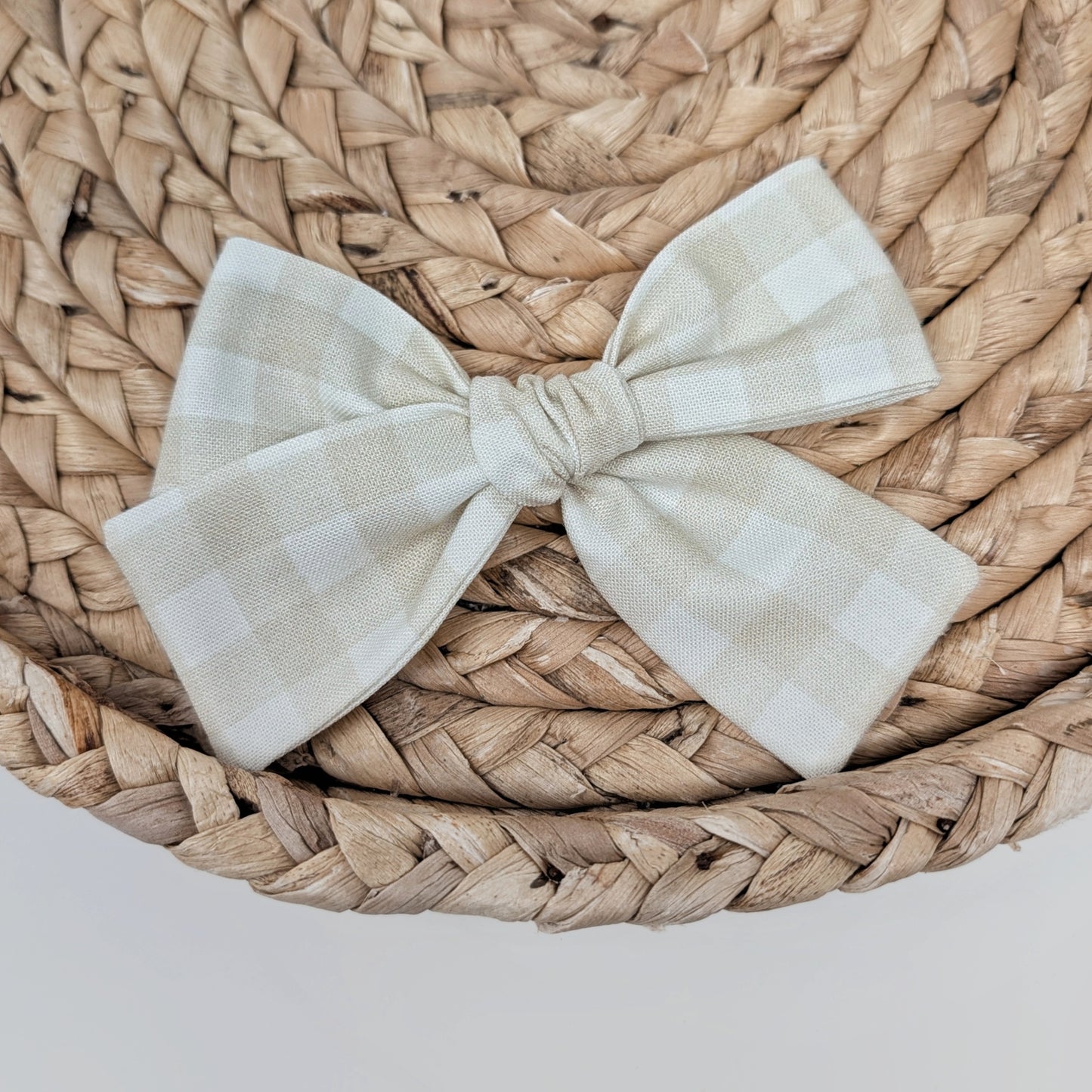 Tan Gingham Hair Bow