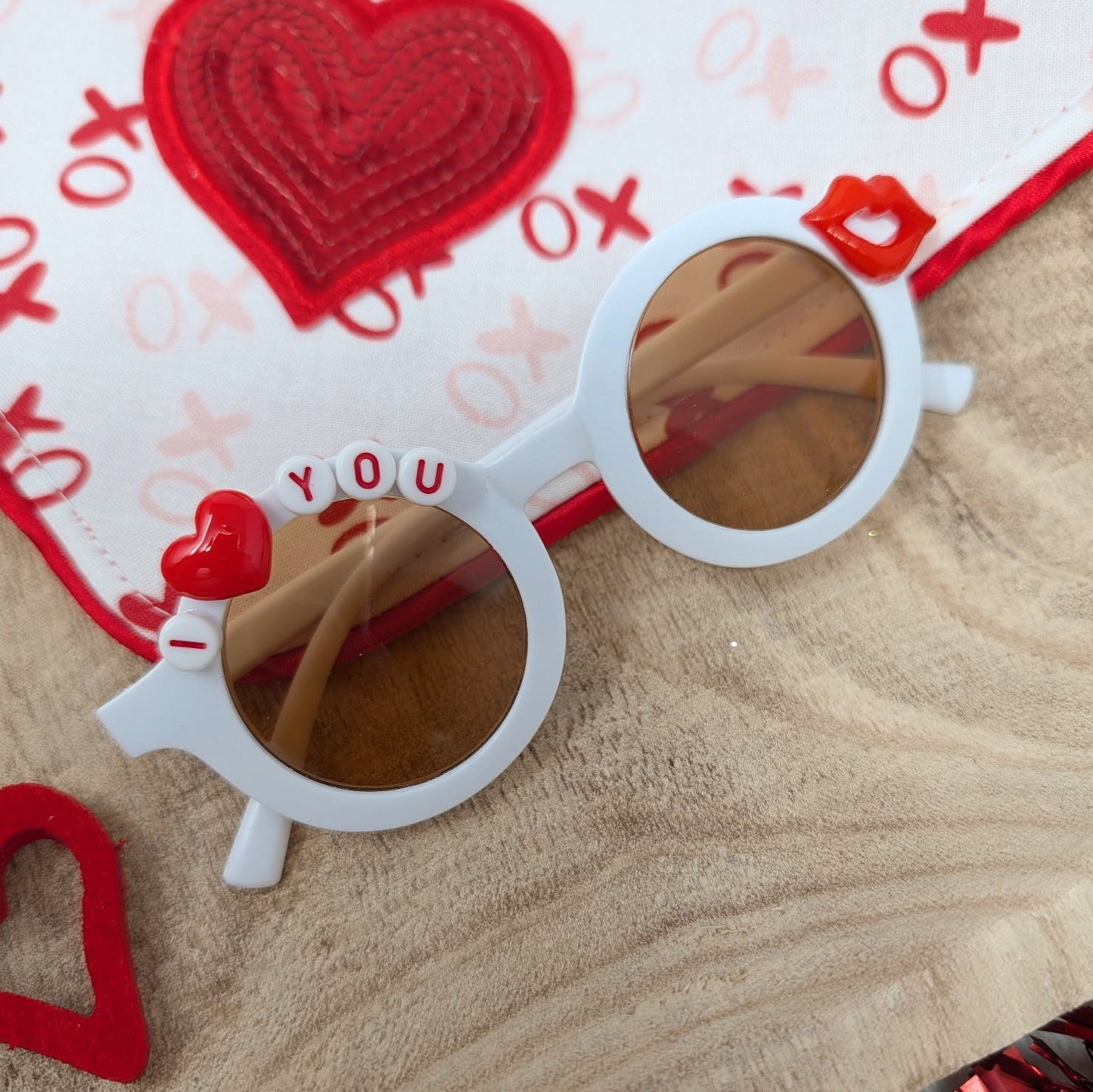 White I Love You Beaded Sunglasses