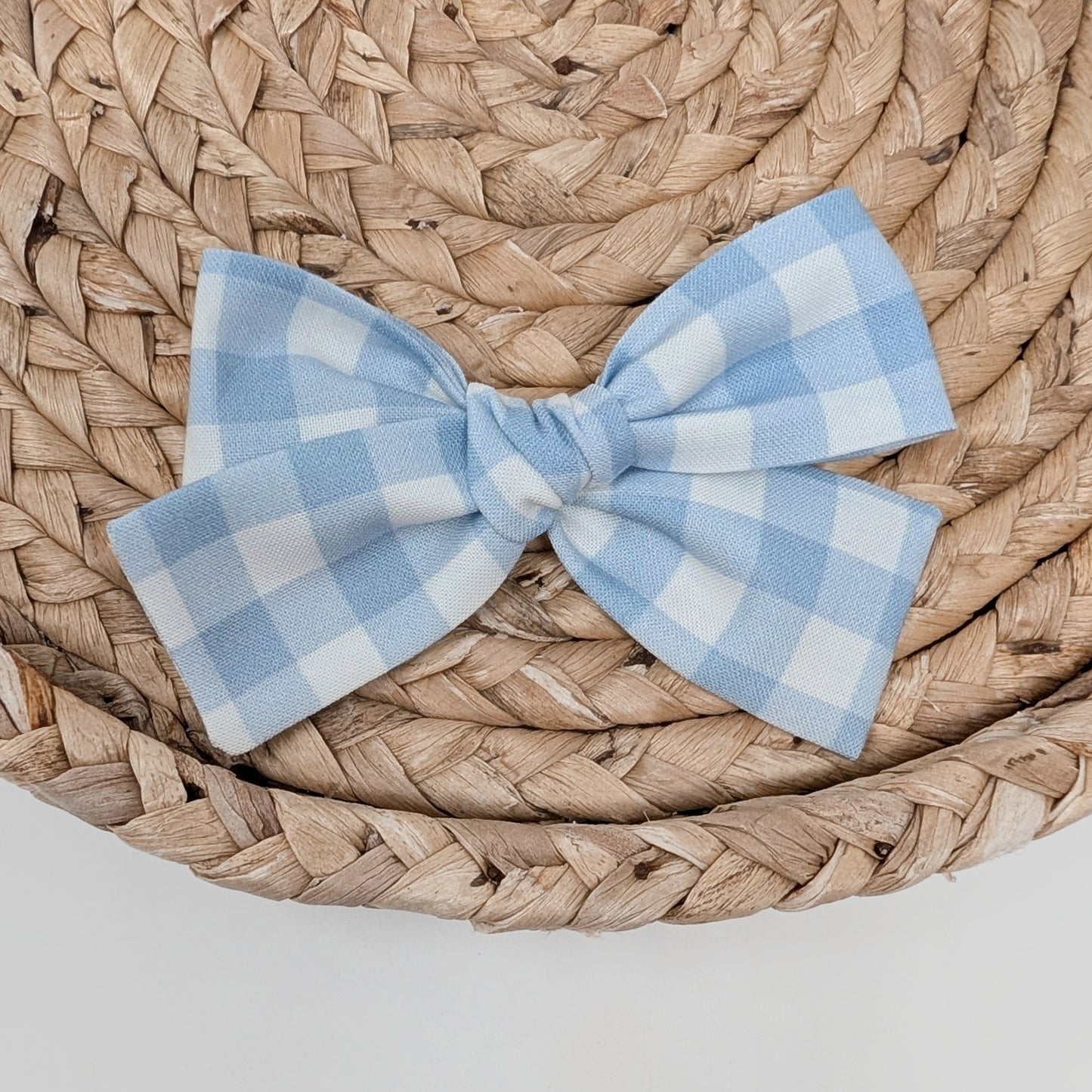 Blue Gingham Hair Bow