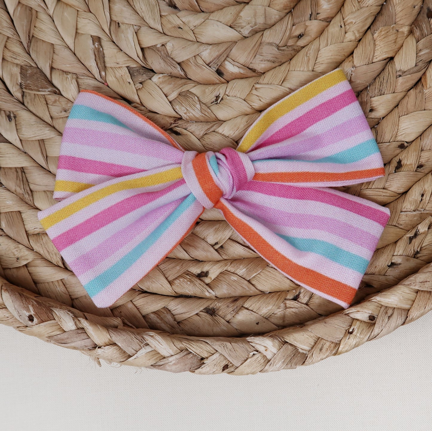 Pink Summer Stripe Hair Bow