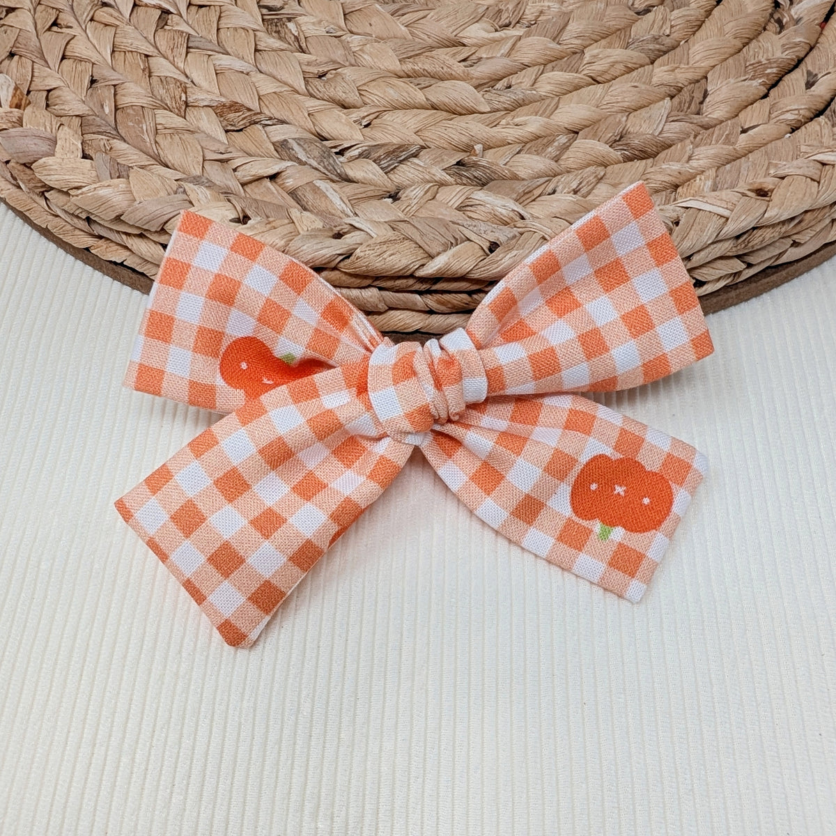 Pumpkin Gingham Hair Bow
