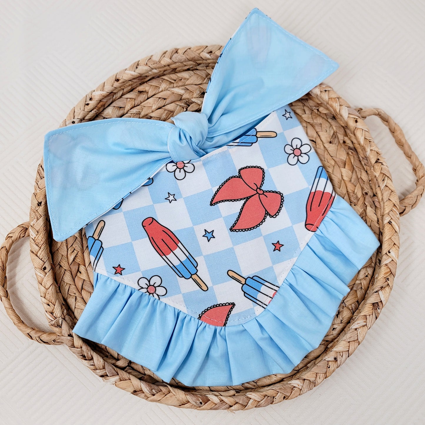 American Popsicles and Bows Dog Bandana With or Without Ruffle Trim