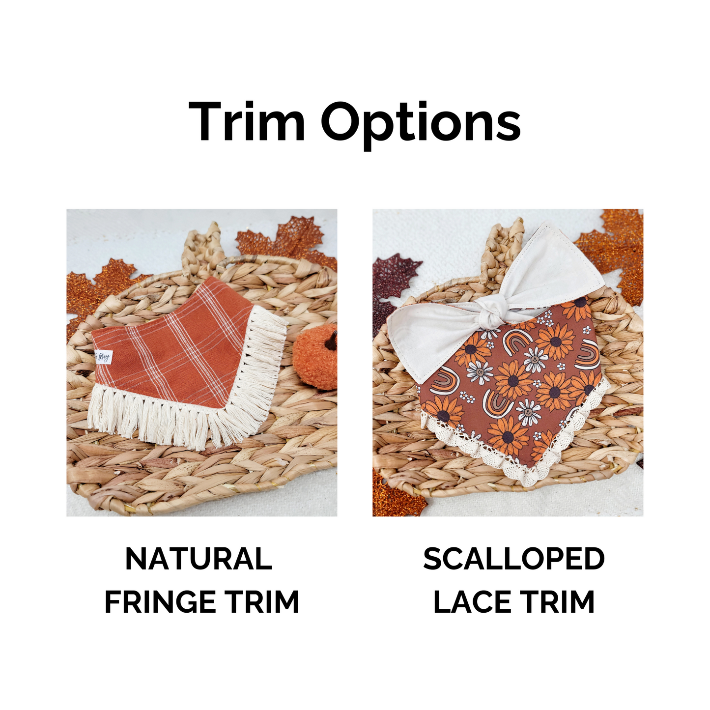 Cozy Autumn Things Dog Bandana With or Without Trim