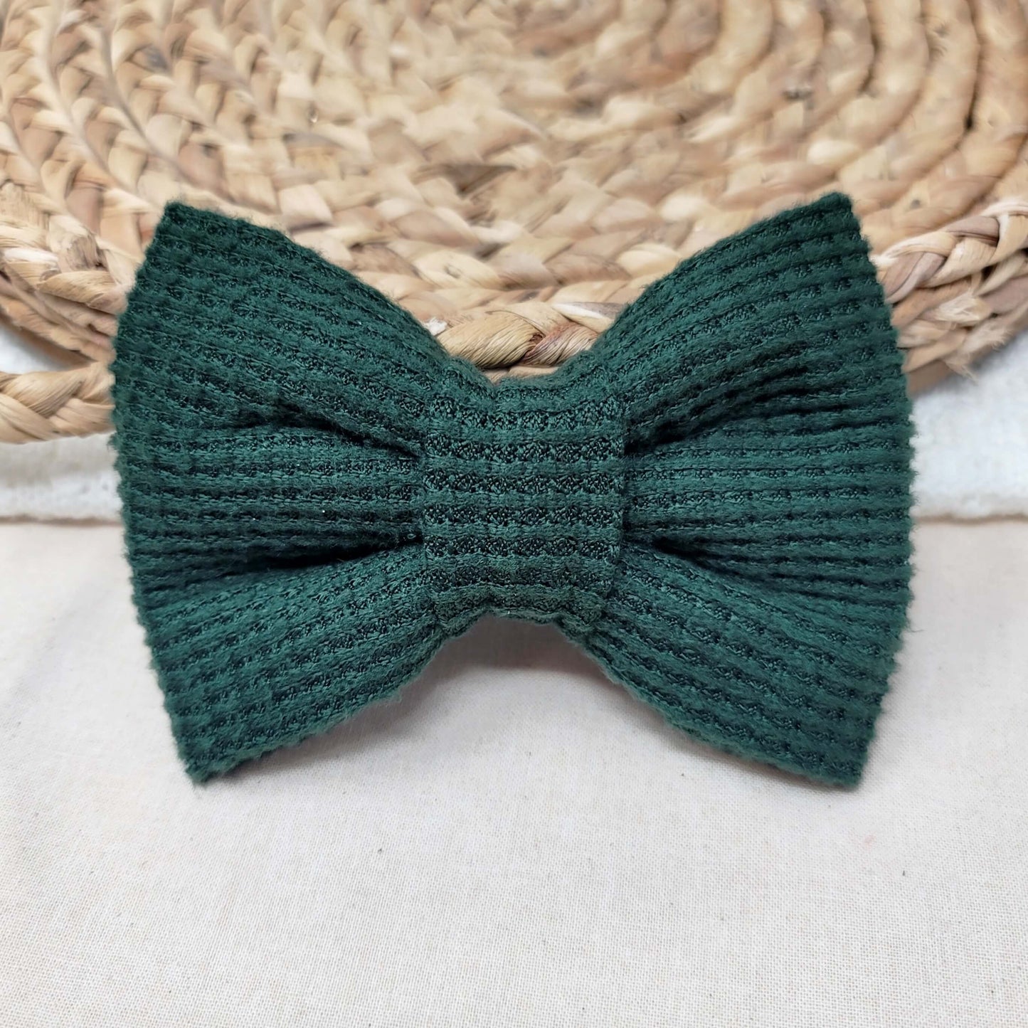 Green Waffle Knit Bow Tie