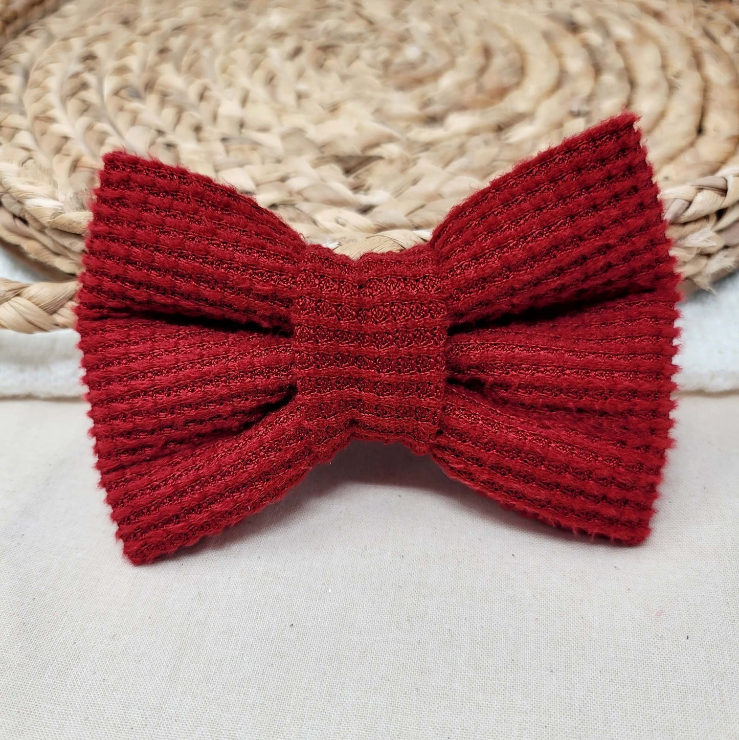 Red Waffle Knit Bow Tie