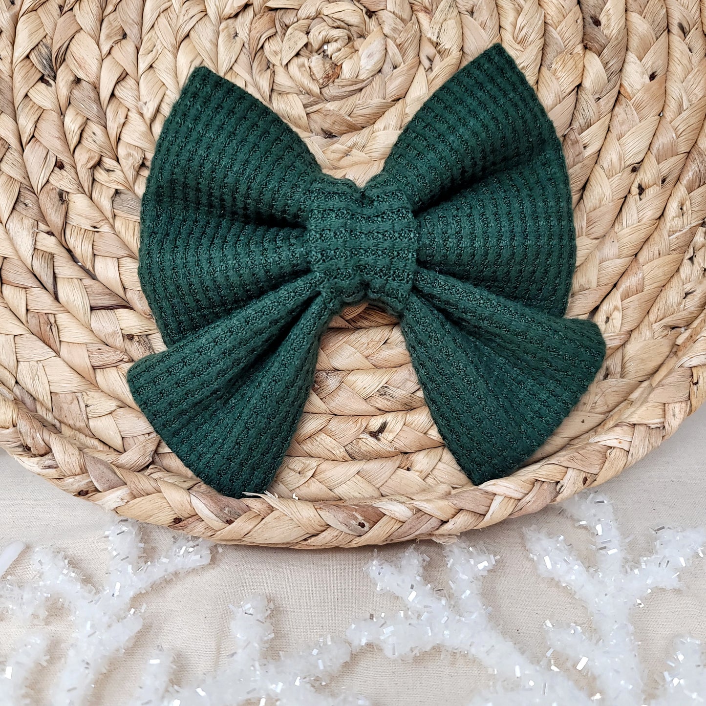 Green Waffle Knit Sailor Bow Tie