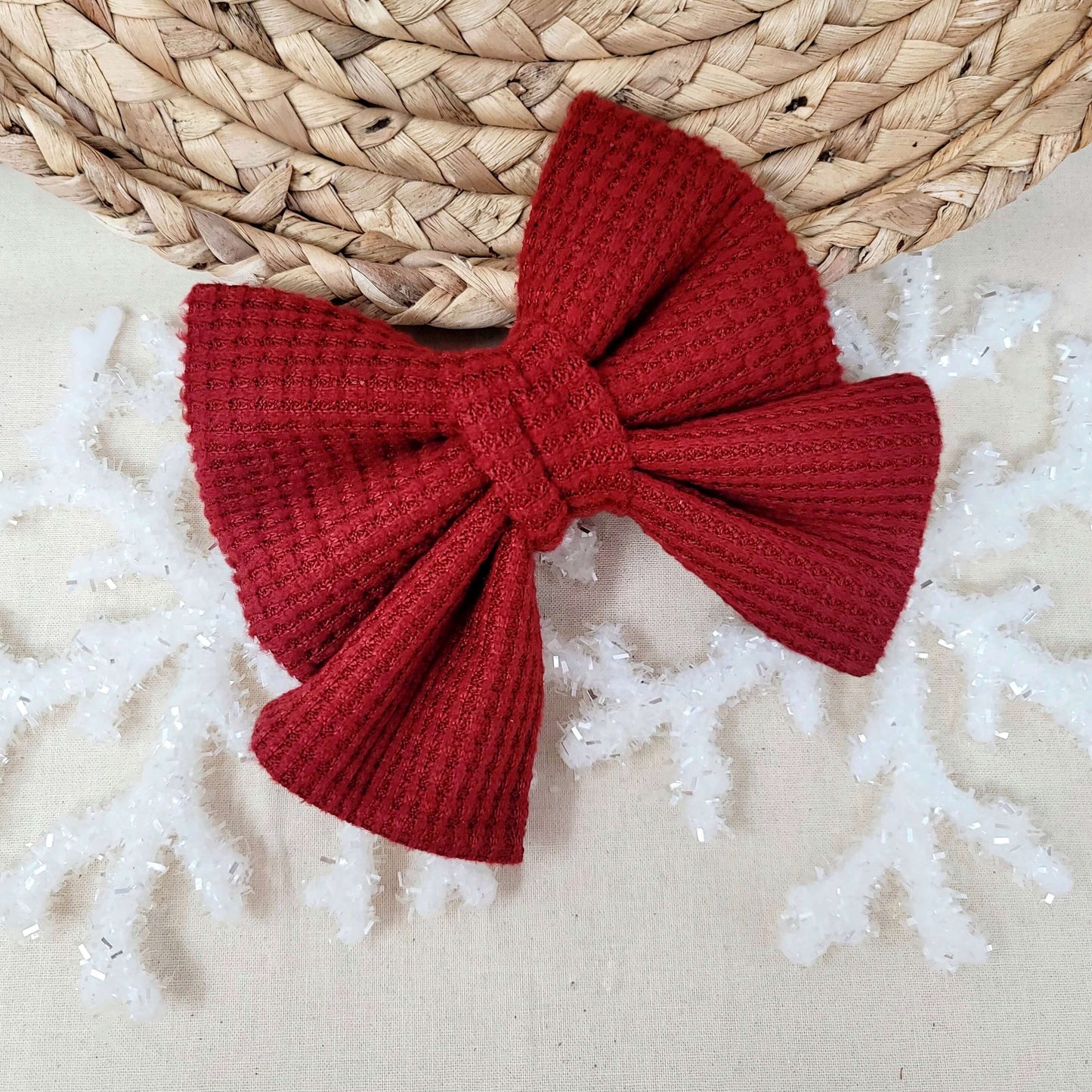 Red Waffle Knit Sailor Bow Tie