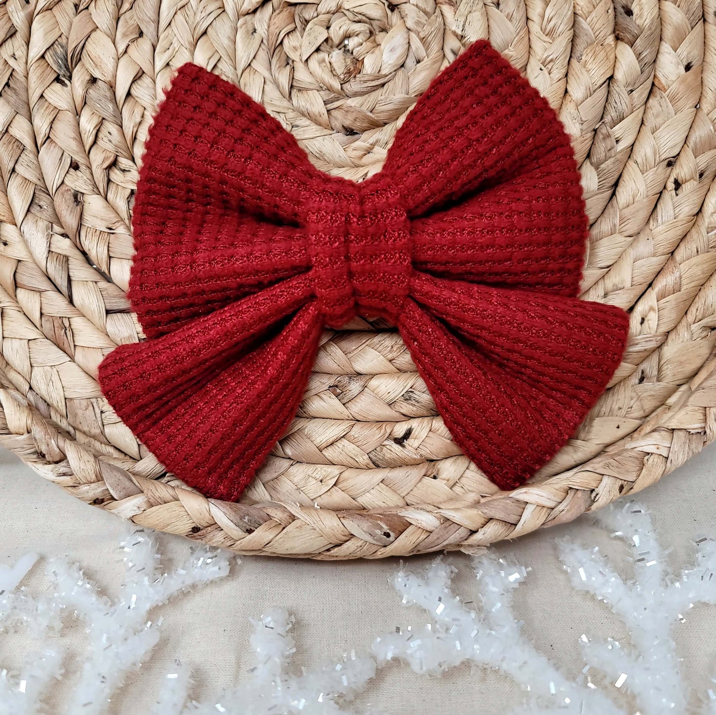 Red Waffle Knit Sailor Bow Tie