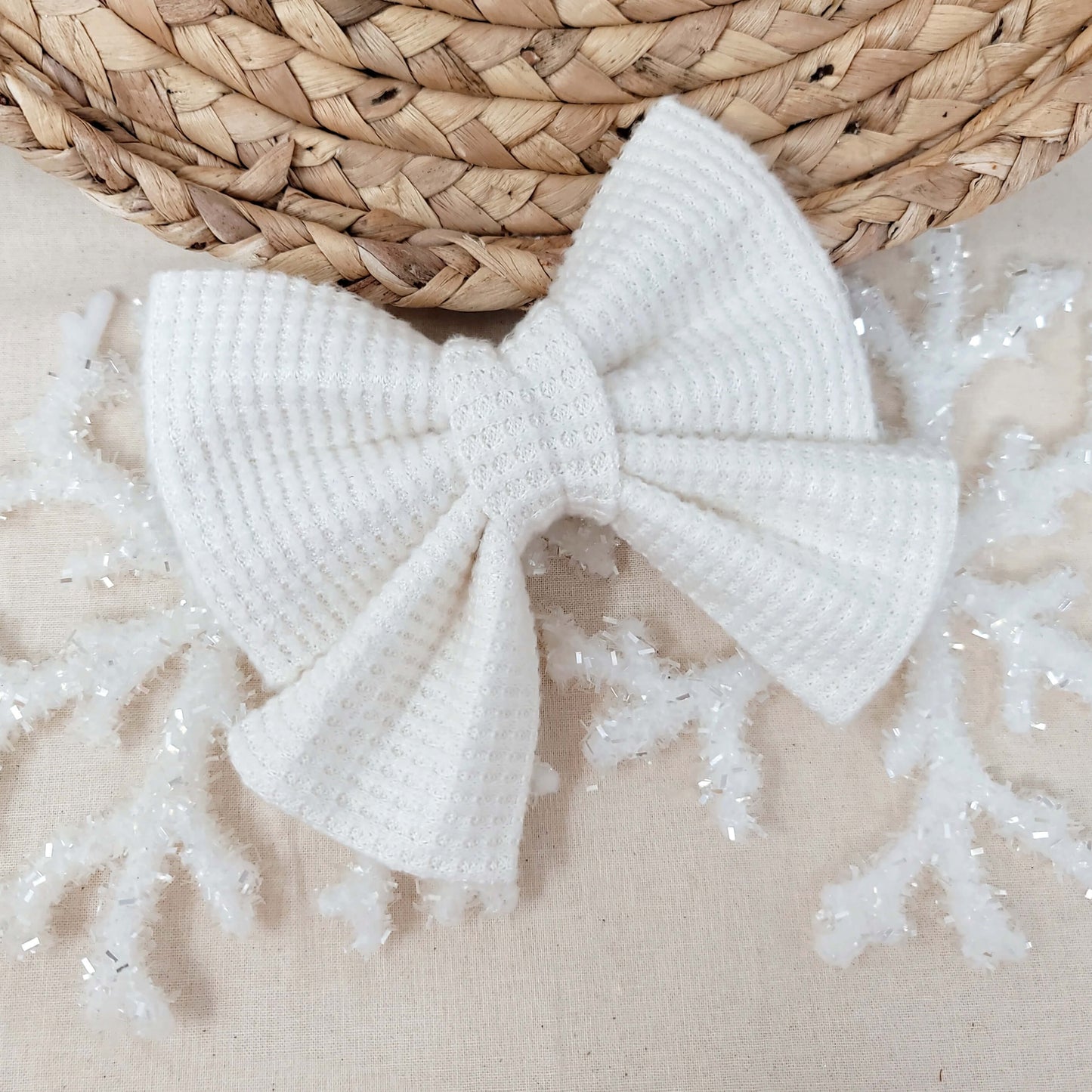 White Waffle Knit Sailor Bow Tie