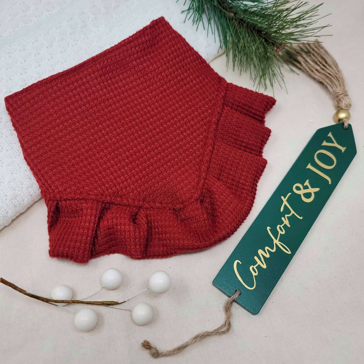 White and Red Plaid Snap On Dog Bandana With or Without Ruffle