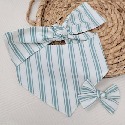 Jade Stripe Sailor Hair Bow