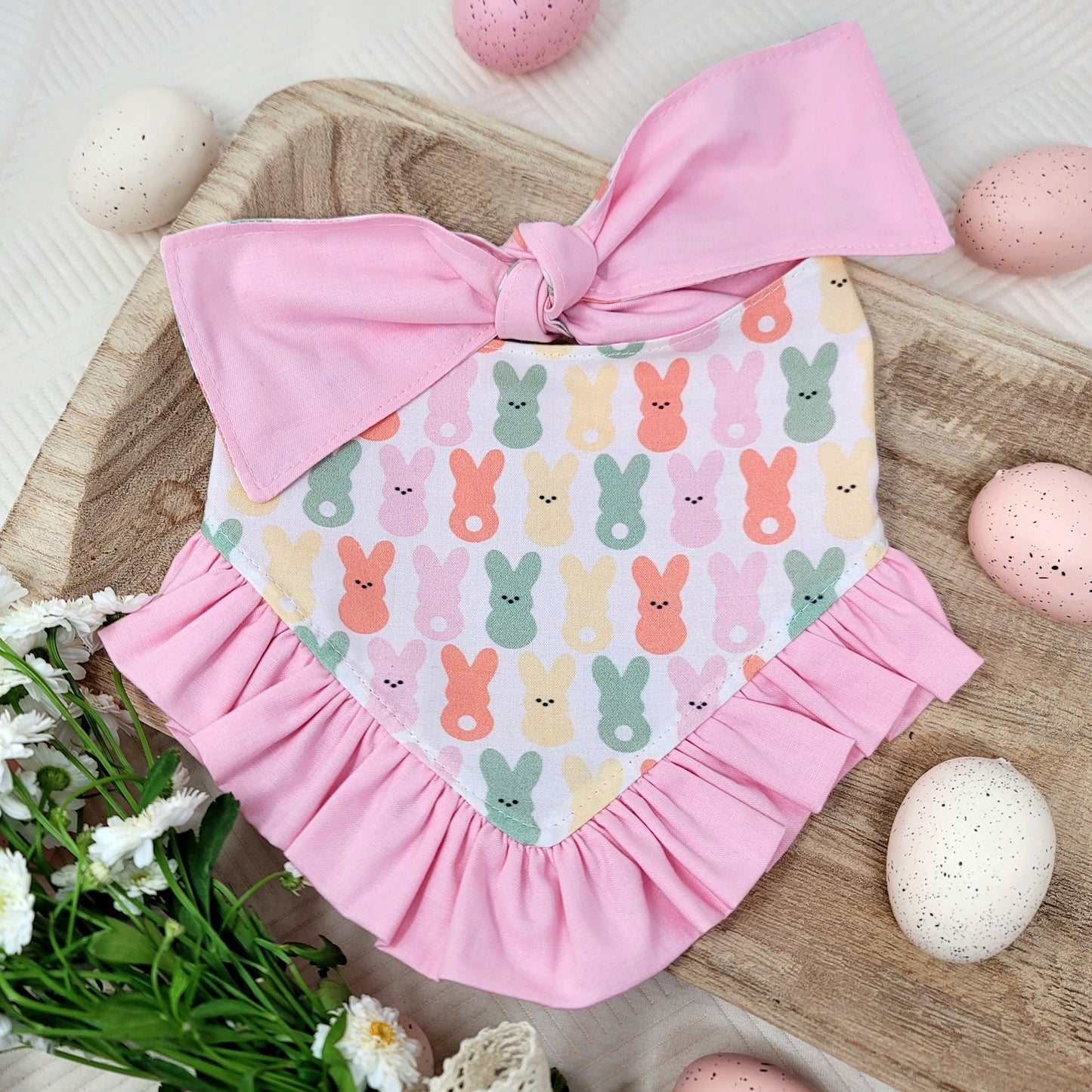 Hoppy Easter Dog Bandana With Or Without Ruffle Trim