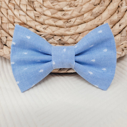 Blue Dobby Dot Bow Tie