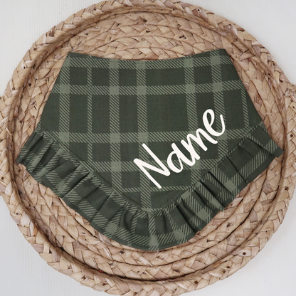 Olive Green Plaid Dog Bandana